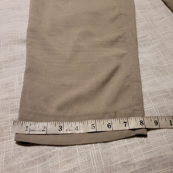 Womens Silk Pants Size Medium Green Waist Tie Casual Summer Pull On Pockets - Picture 3 of 9